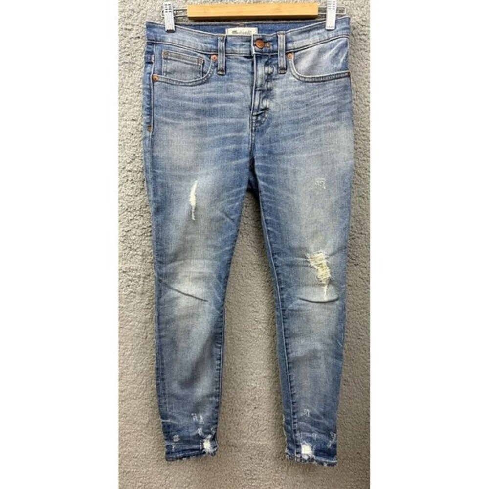 Madewell High Rise Skinny Jeans  Women's Size 27S Medium Wash Blue Distressed